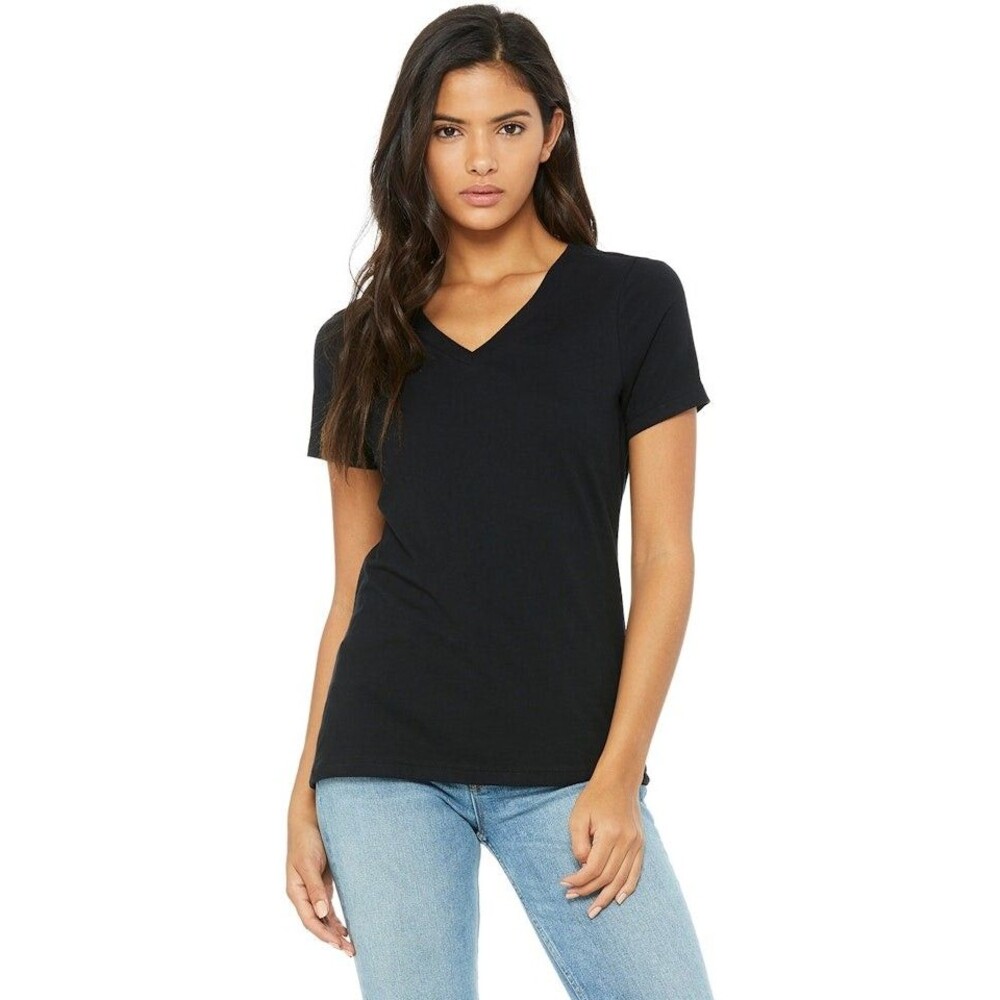 Bella + Canvas Women's 'Junior Fit' V-Neck T-Shirt - XL